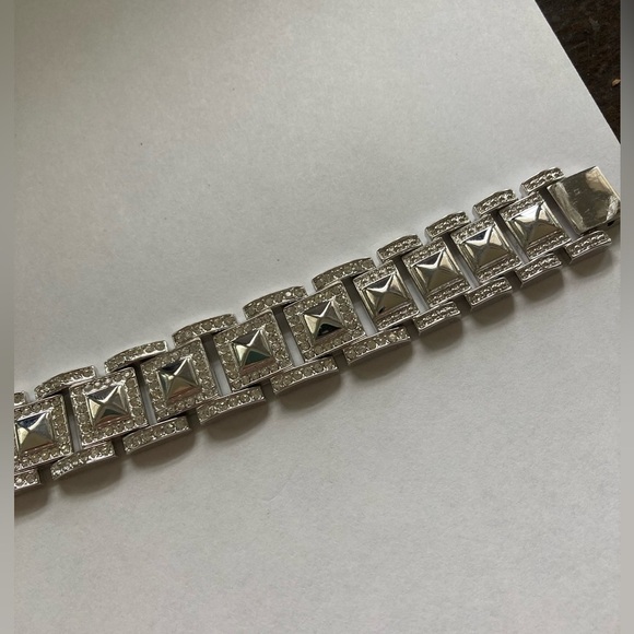 Panel Link Bracelet w/ Clear Rhinestones‎ - Picture 5 of 9